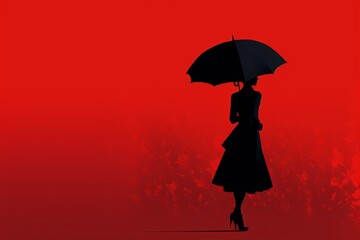 a silhouette of a woman holding an umbrella