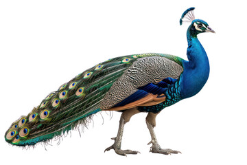Fototapeta premium beautiful peacock on isolated transparent background