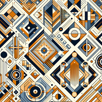 geometric patterns inspired by silk tie motifs, incorporating squares, circles, and diamonds