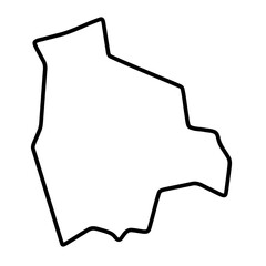 Bolivia country simplified map. Thick black outline contour. Simple vector icon
