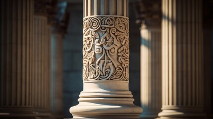 Classical Greek meets Celtic in a Doric column adorned with intricate knotwork - obrazy, fototapety, plakaty