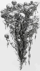 Skeletons Torn Comes From The Ground Illustration