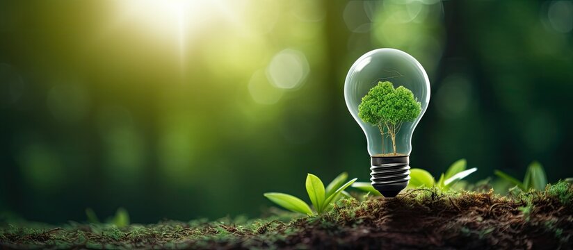 A light bulb showcasing a tree inside it