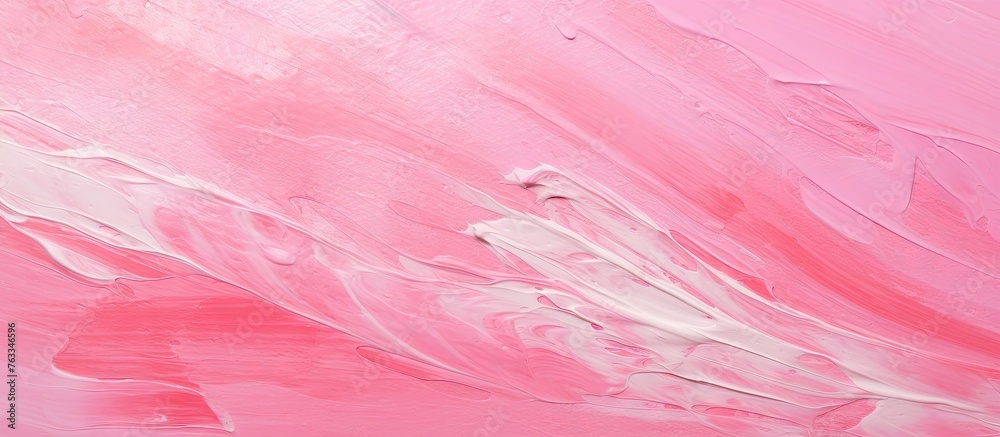 Poster Abstract pink and white wave with a black dot