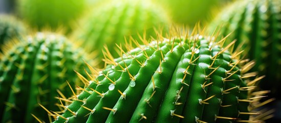Close up of yellow-spiked cactus plant - obrazy, fototapety, plakaty