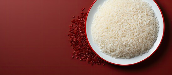 Plate of rice and red rice close up