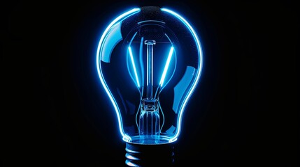 idea, light bulb, innovation, invention, lamp, power, blue neon, electric, energy, bulb, bright, concept, glass, inspiration, intelligence, light, technology, black, glow, solution, dark, object, imag