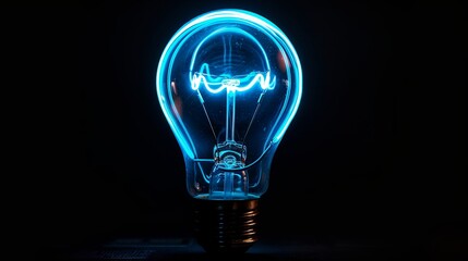 idea, light bulb, innovation, invention, lamp, power, blue neon, electric, energy, bulb, bright, concept, glass, inspiration, intelligence, light, technology, black, glow, solution, dark, object, imag