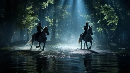 Fototapeten Bioluminescent forest enchants Olympic equestrian competition © javier