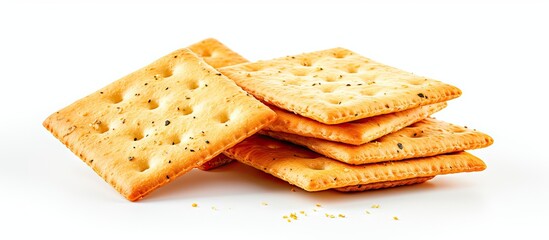 Salted cracker on a white background