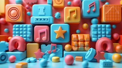 3D cartoon music quiz app fun interface