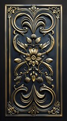 stylish rectangular gold art deco metal bar on a black background