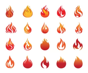 Foto op Aluminium Creative Flames Fireball Collection Logo Vector Icons Symbol Design Illustration © abrastack