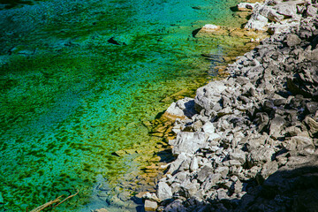 Jiuzhaigou Valley, Aba Qiang and Tibetan Autonomous Prefecture, Sichuan Province - beautiful lakes and mountains under the blue sky