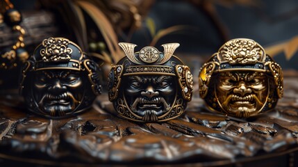 three of the coolest samurai themed signet rings that feature prominently in my imaginary collection - obrazy, fototapety, plakaty