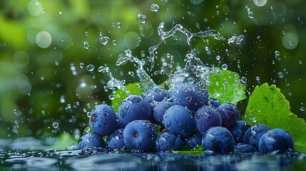 Grapes and water collision splash close-up, product close-up, adequate water, rich nutrition