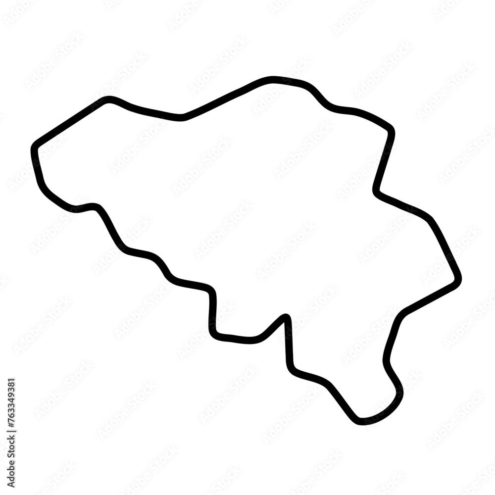 Sticker belgium country simplified map. thick black outline contour. simple vector icon - Stickers