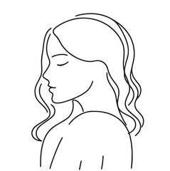 Minimalistic silhouette of woman face. One line drawing