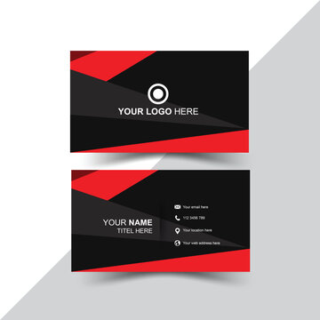 Stylish Red & black elegant business card design.  
Double-sided creative Modern business card vector design template, Vector illustration design. Horizontal layout, Print.
