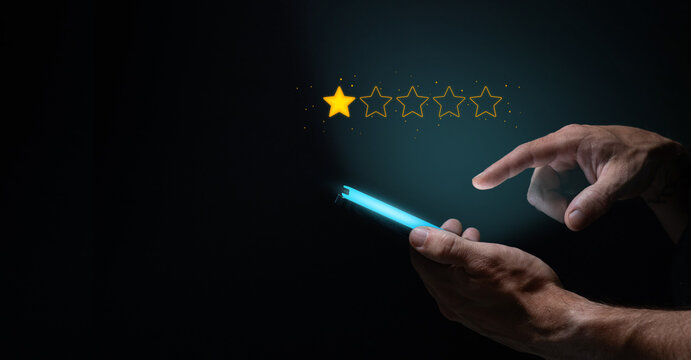 Person Giving a Bad Customer Review on a Smartphone