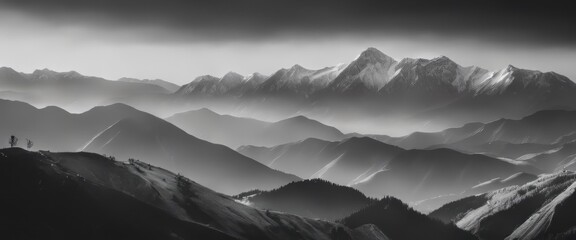 Mountain covered in snow under a cloudy sky