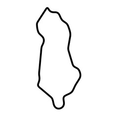 Albania country simplified map. Thick black outline contour. Simple vector icon