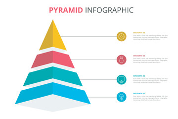 cone pyramid funnel chart template for infographic for presentation for 4 element - obrazy, fototapety, plakaty