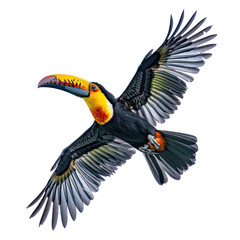 Obraz na płótnie Canvas flying toucan on isolated transparent background