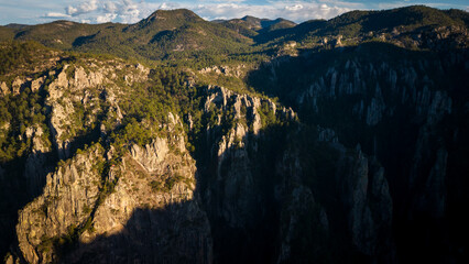 aerial of basaseachic falls national park Mexico copper canyon state of chihuahua rock formation in...