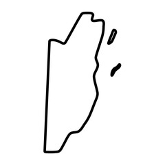 Belize country simplified map. Thick black outline contour. Simple vector icon