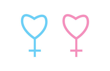 Hetero female sign with heart shape solid icon, Mother day concept, Heart shape with gender sign on white background, female symbol in glyph style for mobile and web. Vector graphics.