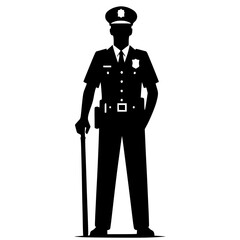 Police silhouette vector art, isolated on white