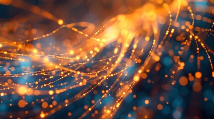 Obraz premium Vibrant abstract network of lights and connectivity, digital artwork illustrating technology. tranquil yet dynamic composition. high-quality background image. AI