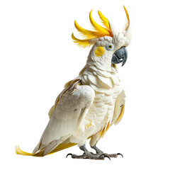yellow crested cockatoo on isolated transparent background