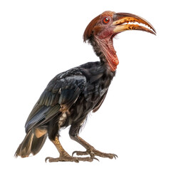Obraz premium Rufous headed hornbill on isolated transparent background