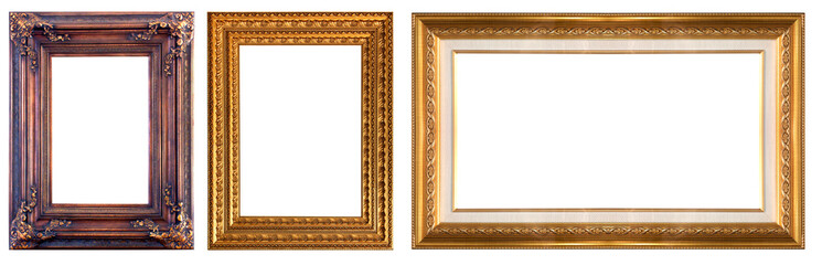 Set of golden wooden frames - 763354768