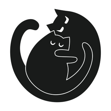 recommend clip art: Black and white graphic of two cats forming a yin yang symbol, representing balance and harmony