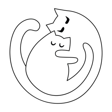 recommend clip art: Black and white line drawing of two cats in a yin yang symbol, representing balance