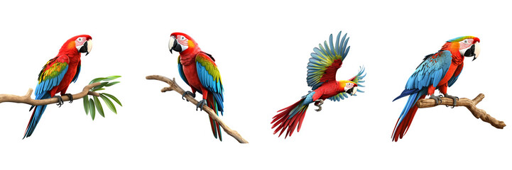 Fototapeta premium Set of macaw on transparent background Remove png