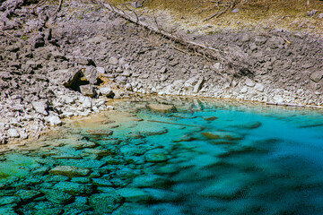 Jiuzhaigou Valley, Aba Qiang and Tibetan Autonomous Prefecture, Sichuan Province - beautiful lakes and mountains under the blue sky