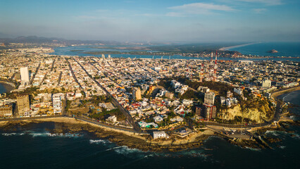 Mazatlan Mexico Aerial view skyline cityscape coastline  - obrazy, fototapety, plakaty