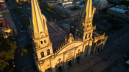 Aerial Drone Guadalajara Mexico Church landmark Travel City historic center, Roman Catholic...
