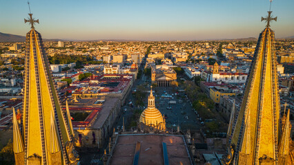 Aerial Drone Guadalajara Mexico Church landmark Travel City historic center, Roman Catholic...