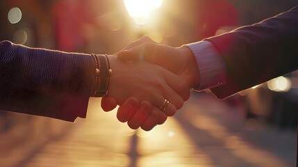 Business handshake between a woman and a man - obrazy, fototapety, plakaty