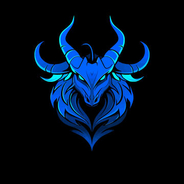 illustration of a blue devil logo