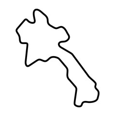 Laos country simplified map. Thick black outline contour. Simple vector icon