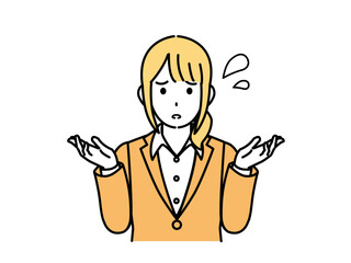 困った表情をした女性会社員のイラスト