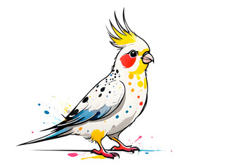  a cute  colorful Cockatiel Illustration  material