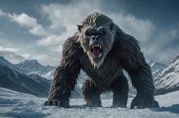 Fototapeta premium Frozen Fury: The Savage Yeti