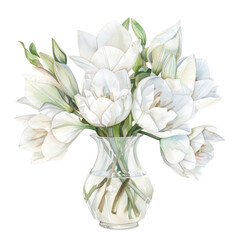 watercolor glass vase with white  flowers , Watercolor wedding clipart 